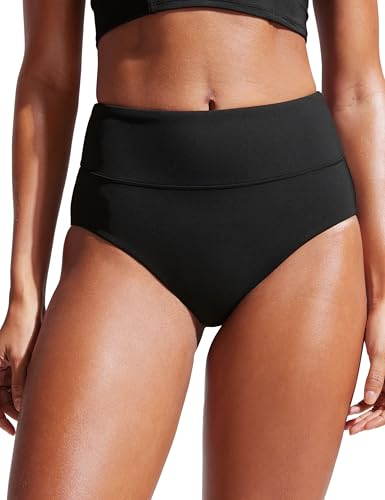 CRZ YOGA Womens High Waisted Bikini Bottom Full Coverage Tummy Control Bathing Suit Wide Waistband Swimsuit Swim Briefs