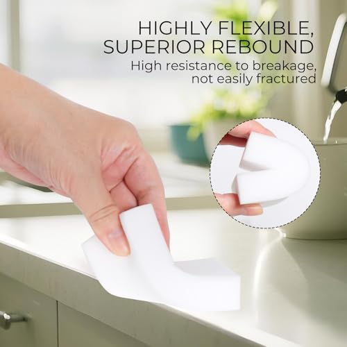 Image of (100 Pack 3.9 inchx2.3 inchx0.8 inch) Melamine Sponges Magic Cleaning Sponges in Bulk Eraser Sponges for Kitchen Bathroom Cleaning Supplies for Stains and Dirt