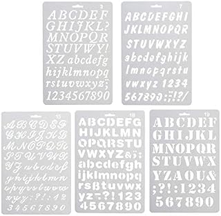 5pc Caligraphy Stencil Alphabet,Alphabet Painting ,Assorted Styles Plastic Number and Letter Artistic Drafting Drawing Templates Stencil Set