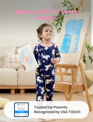 Image of PATPAT Bamboo Viscose Pajama Sets for Toddler Boys & Girls Baby Kids, Ultra-soft Snug fit Pjs Sleepers for Birthday Holiday