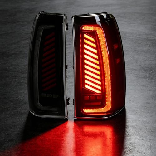 Image of Sequential Led Tail Lights Fit for 1999-2002 Chevy Silverado 1500 /2500,1999-2006 GMC Sierra 1500 /2500 /3500, Starting Animated Dynamic Turn Signal,Reverse Light,Brake Light,Rear Light Assembly, Smoked