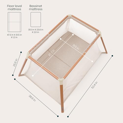Image of Tutti Bambini CoZee Go 3-in-1 Foldable Baby Playpen, Portable Bassinet & Travel Crib | Playard with Mattress Included | Birth to 3 Years (Walnut & Ecru)