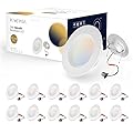 POWERASIA 12 Pack 6 Inch 5CCT Dimmable LED Recessed Lights, Metal LED Retrofit Can Lights 12W=75W, 1200LM, Selectable 2700K-6000K, ETL and Energy Star Certified
