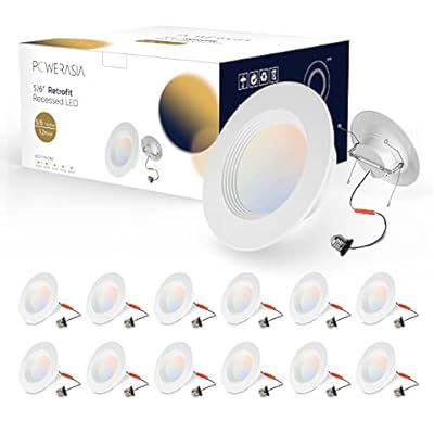 POWERASIA 12 Pack 6 Inch 5CCT Dimmable LED Recessed Lights, Metal LED Retrofit Can Lights 12W=75W, 1200LM, Selectable 2700K-6000K, ETL and Energy Star Certified