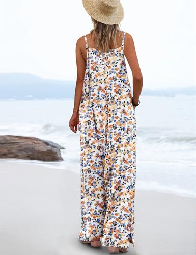 YESNO Women's Ladies Dungarees Summer Boho Floral Printed Overalls Cotton Baggy Jumpsuits with Pockets L PZZCRUK 377 - Image 3