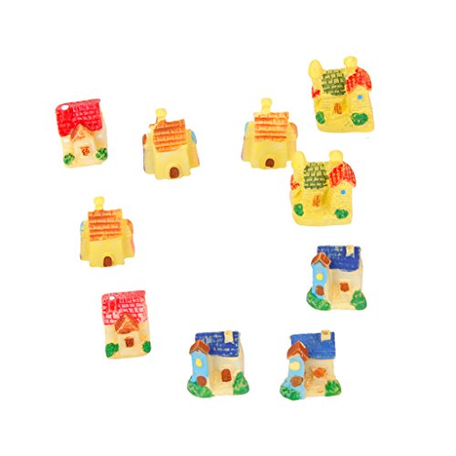 joyMerit 10 Packs Miniature Villa House Craft for Fairy Garden/Micro Landscape/Bonsai Pot Decor