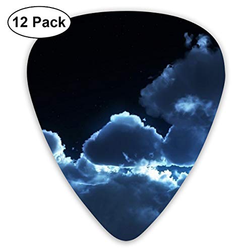 12 Pack Guitar Picks Plectrums With Picks Holder, Crescent Moon Celluloid Guitar Pick
