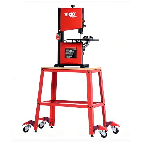 Image of VIGO POWER Universal Rolling Tool Stand & 9-Inch Benchtop Band Saw | Complete Mobile Woodworking Station for DIY Hobbyists & Crafts | Space-Saving Garage Setup with Miter Gauge & Dust Port