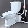 800watt Macerating Toilet with Pump, Two-Piece Upflush Toilet For Basement, Powerful & Quiet Macerating System With 3 Water Inlet & Ac Vent, 36ft Vertically, Elongated Bowl