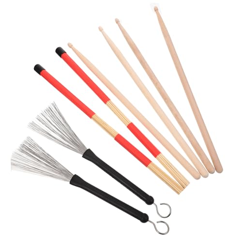 GOOHOCHY Drumstick Set 5a Drumsticks Bag Drum Brushes Wire Brush Set for Jazz Drummers