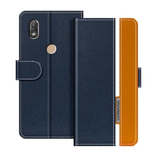 UOGNADGD Étui en Cuir Compatible avec Wiko View 2 Coque Portefeuille avec Fermeture magnétique Support intégré et emplacements Cartes (Bleu)