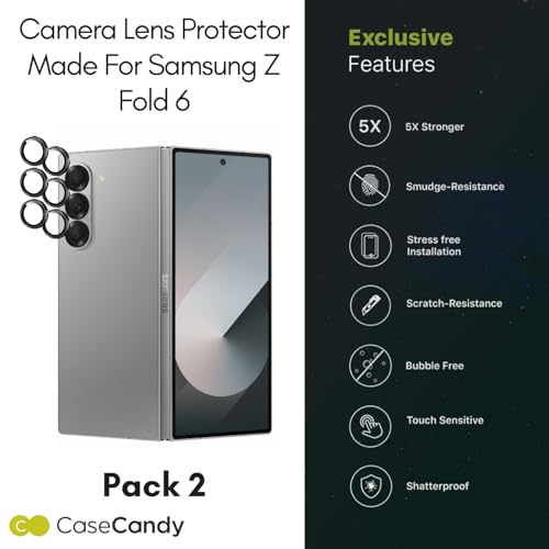 Image of Casecandy - [Set of 3 BLACK Camera Lens Protector Ring For Samsung Z Fold 6 AI | Scratch Resistant Metallic Rings For Z Fold 6 - HD /Easy Installation