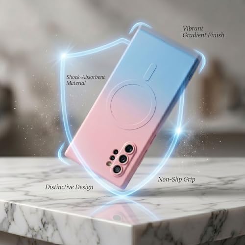 Image of amazon basics Gradient Mag-Safe Case for Samsung Galaxy Note 10 Plus | Soft Silicone Shockproof Cover with Camera Protection | Slim Lightweight Design | Smooth Touch & Durable - Light and Dark Pink