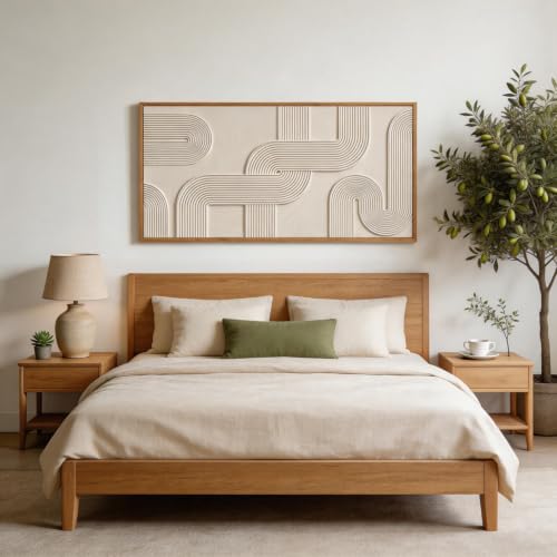 Image of CHDITB 3D Horizontal Geometric Arch Wall Art, Neutral Impasto Wall Decor