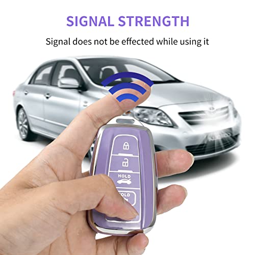 Offcurve For Toyota Key Fob Cover Premium Soft Tpu Car Key Case Full Protection Key Case Holder Fit For 2018-2022 Toyota Rav4 Camry Corolla Avalon C-Hr Prius Gt86 Highlander Smart Key, Purple #TOP5