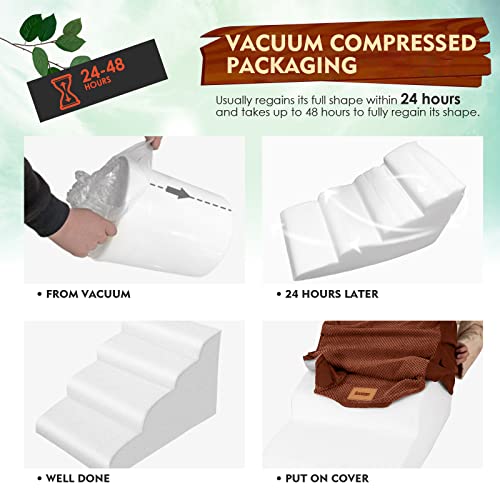 Lesnox Dog Stairs, 20.5H Foam Pet Stairs/Steps, 4-Step, Non-Slip Dog Ramp For Couch Sofa Bed, Suitable For Small Dogs Cats With Old/Injured/Short-Legged #TOP5