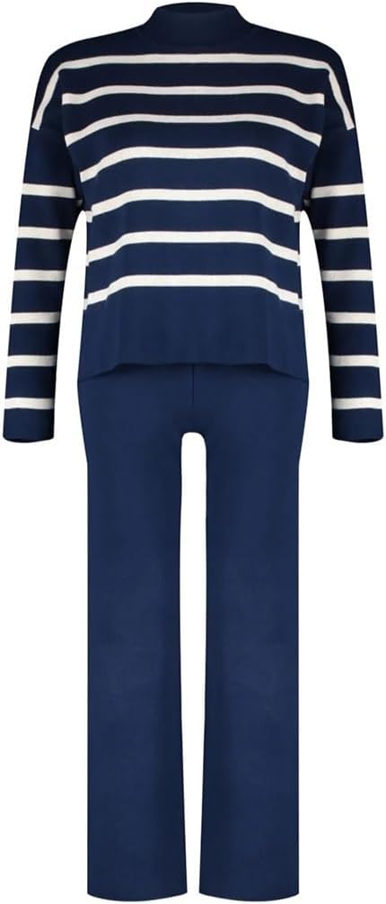Women's Regular Casual/Casual Striped Long Sleeve Comfortable Home Convenience Underwear Set(Medium)