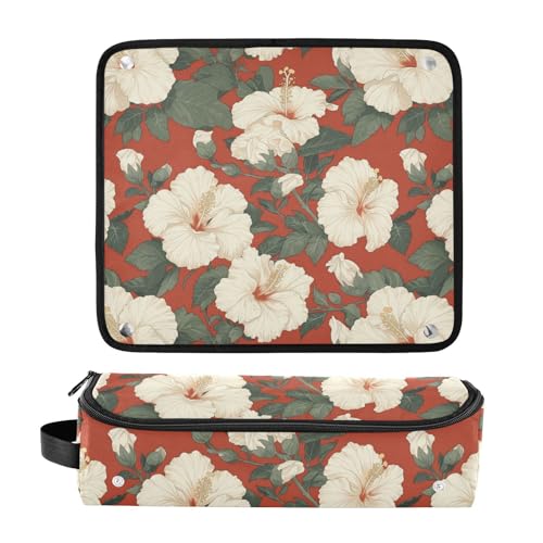 Bolso de viaje para herramientas de cabello rojo Blooming Flowers con funda resistente al calor impermeable organizador para planchas y rizadores miniatura 3