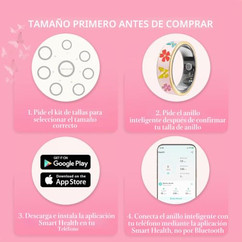 Smart Ring rosa inteligente talla 6 recargable con bluetooth 5