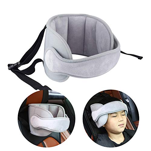 Supporto Testa Seggiolino, Saibit Supporto per la Testa del Bambino, Fascia di Supporto la Testa, Cinturino Supporto Testa Seggiolino Auto, Testa Regolabile di Sicurezza Sleep Belt (Grigio)