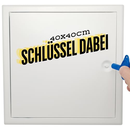 PREMIUM Revisionsklappe mit Vierkantverschluss 40x40mm - Stahlblech Weiß 4 Kantverschluss 400x400cm Revisionstür | Wartungsklappe | Serviceklappe | Badewanne Revisionstuer