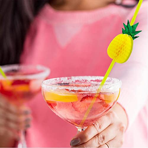 Pitillos plásticos desechables con forma de piña amarillo miniatura 4