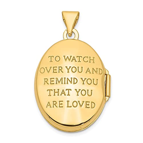 14K Yellow Gold 21Mm Oval Guardian Angel Locket Pendant Charm Fine Jewelry For Women Gifts For Her #TOP2