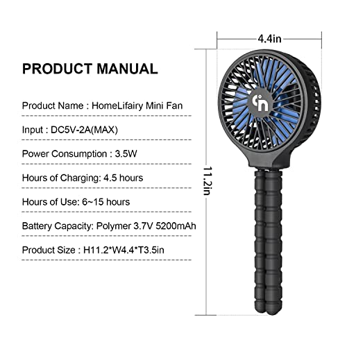 Homelifairy Stroller Fan Clip On For Baby Battery Operated Fan Portable Fan Rechargeable Mini Handheld Car Seat Fan Small Usb Desk Personal Fan For Stroller Accessories Crib Car Rides (Black) #TOP1