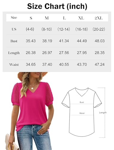 Womens Summer Tops V Neck T Shirts Swiss Dot Puff Sleeve Tops Loose Casual Tshirts2