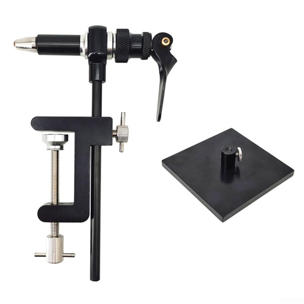Morsa in acciaio girevole a 360 gradi per esche da pesca, morsetto da tavolo per ami 2/0-24#, regolabile, nero, base facile da usare, per pescatori meno 40 mm (C)