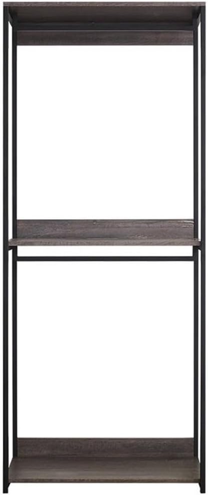 Pemberly Row Walk-in Closet Organizer, 31.5" W x 77.7" H x 17.3" D, Composite Wood and Metal, Rustic Gray Finish, 1 Shelf, Scratch Resistant, Water and Heat Resistant, Stylish Closet Storage Solution