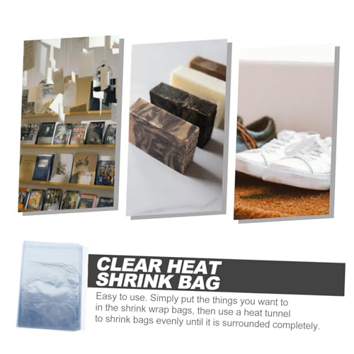 Cabilock 100pcs Clear Shrink Wrap Bags Heat Shrink Film for Packing Shoes Bottles Cosmetics and Crafts Practical Sealer Bags for Long and Easy Identification