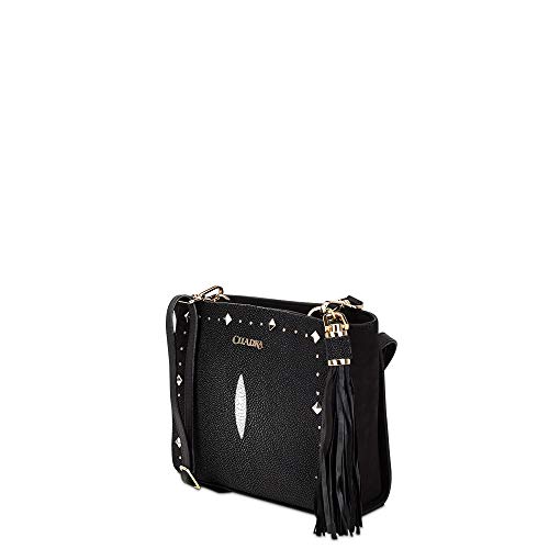 Cuadra Women's Crossbody Bag in Genuine Stingray Leather Black2