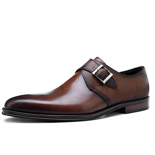 Rui Landed Oxford pour Hommes Chaussures Formelles Slip on Style Cuir véritable Moine Sangle Bouche Peu Profonde Bout carré Appartements Western Business Style boîte de Nuit Cover