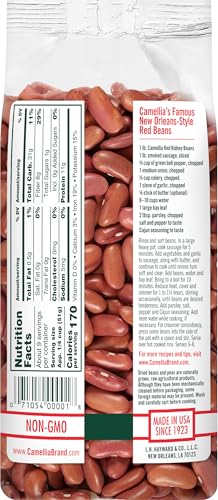 Camellia Brand Dried Red Kidney Beans – Premium Non-GMO Dry Beans for Red Beans and Rice, High Protein Plant-Based Food for Chili, Soups, Salads, Meal Prep, and Cajun Cooking 1 Pound (Pack of 2)