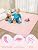 ANPHSIN 12 pcs Thickened Foam Interlocking Floor Mats, Fluffy Plush Mats for Baby with Edgings, Soft Anti-Slip Puzzle Area Rug Playmat, Square Tiles Room Flat (11.8 in, Pink)