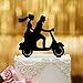Topper per torta Vespa con coppia di sposi – Vetro acrilico nero – per torta nuziale – decorazione per torta nuziale – Decorazione per torta nuziale Mr Mrs, scooter Vespa