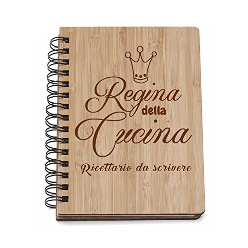 Regali Personalizzati sotto 100 euro Ricettario da Scrivere in Bianco Quaderno per Ricette Le Mie Ricette Personalizzabile con Nome Copertina in Bamboo Libro di Cucina per Annotare Ricette Pietanze Dolci Idea Regalo Festa della Mamma 3