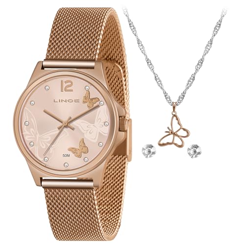 relógio lince feminino rose gold kit lrr4729l r2rx