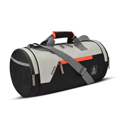 Gear Cross Training 9"/29L Large Water Resistant Duffle Bag | Travel Bag | Gym Bag for Men & Women (Black - Orange)