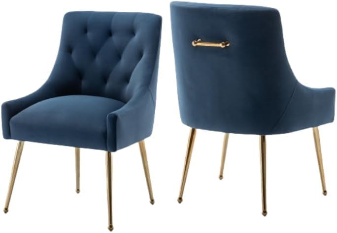 SEYNAR Dining Chair Set of 2,Modern Velvet Dining Chairs with Gold Legs,Elegant Tufted Accent Chairs for Reception, Living Room or Study Room