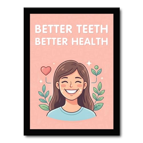 Image of JABSY Dentist Dental Gift Quote Frame Doctor Hospital Health Medical Wall Decor Poster Framed Gift (12X9 Inch Frame) (Teeth)
