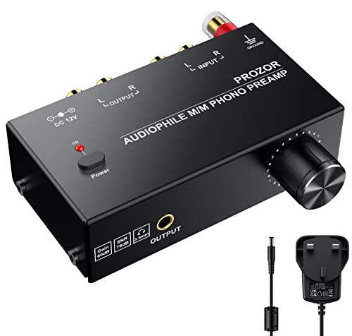 PROZOR Phono Preamp for MM Turntable RCA Input RCA 3.5mm Output