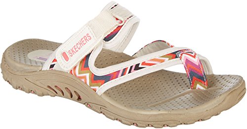 Skechers Women's Reggae Zig Swag Flip Flop,Natural,9 M US