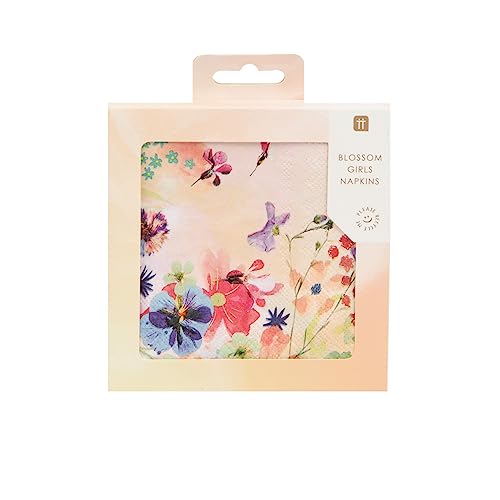 Talking Tables, Pretty Floral Paper For Napkins, Pretty Floral Paper Napkins Serviettes For Afternoon Tea Party Decorations - Mother's Day, Birthday ,Wedding Bridal or Baby Shower, 25cm, Pink