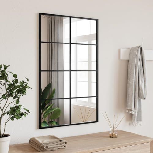 Xichuzi Espejo de Pared Rectangular de Hierro Negro 50x80 cm, Espejo Baño, Espejos De Salon, Espejo Recibidor Entrada, Mueble Salon - 358648