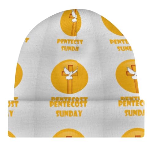 Pentecost Sunday 2023 Christian Holiday Kids Beanie Hat for for Girls Boys Children Cap Winter Knitted Chemo Cancer Headwear Accessories Gifts Decoration Black4