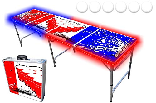 PARTYPONG 8-Foot Professional Beer Pong Table w/LED Glow Lights - Beer Pong Edition