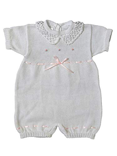 Baby’s Trousseau Girls Short Sleeve Romper w/Pink Roses & Ribbon BTA1258 (White, 3 Months)