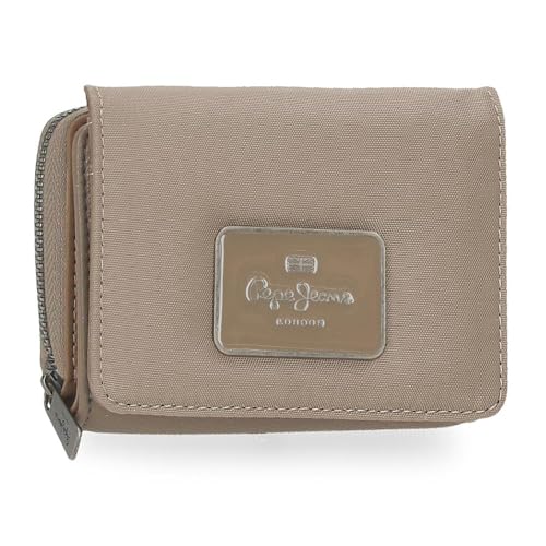 Pepe Jeans Christine Geldbörse mit Geldbörse, Beige, 10 x 8 x 3 cm, Polyester, mit Details aus Kunstleder von Joumma Bags, Beige, Talla única, Brieftasche mit Geldbörse
